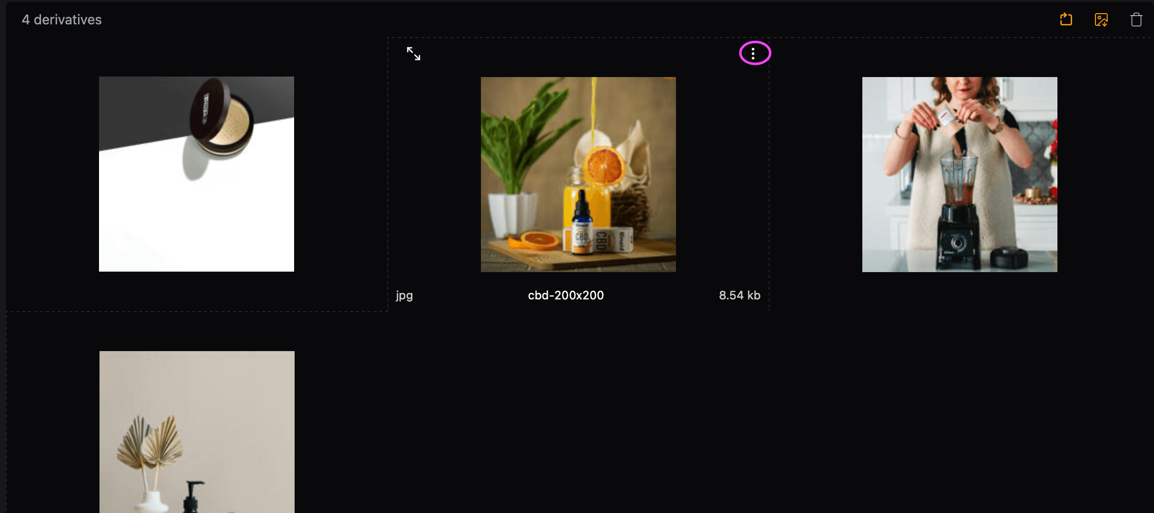 Export a single derivative image