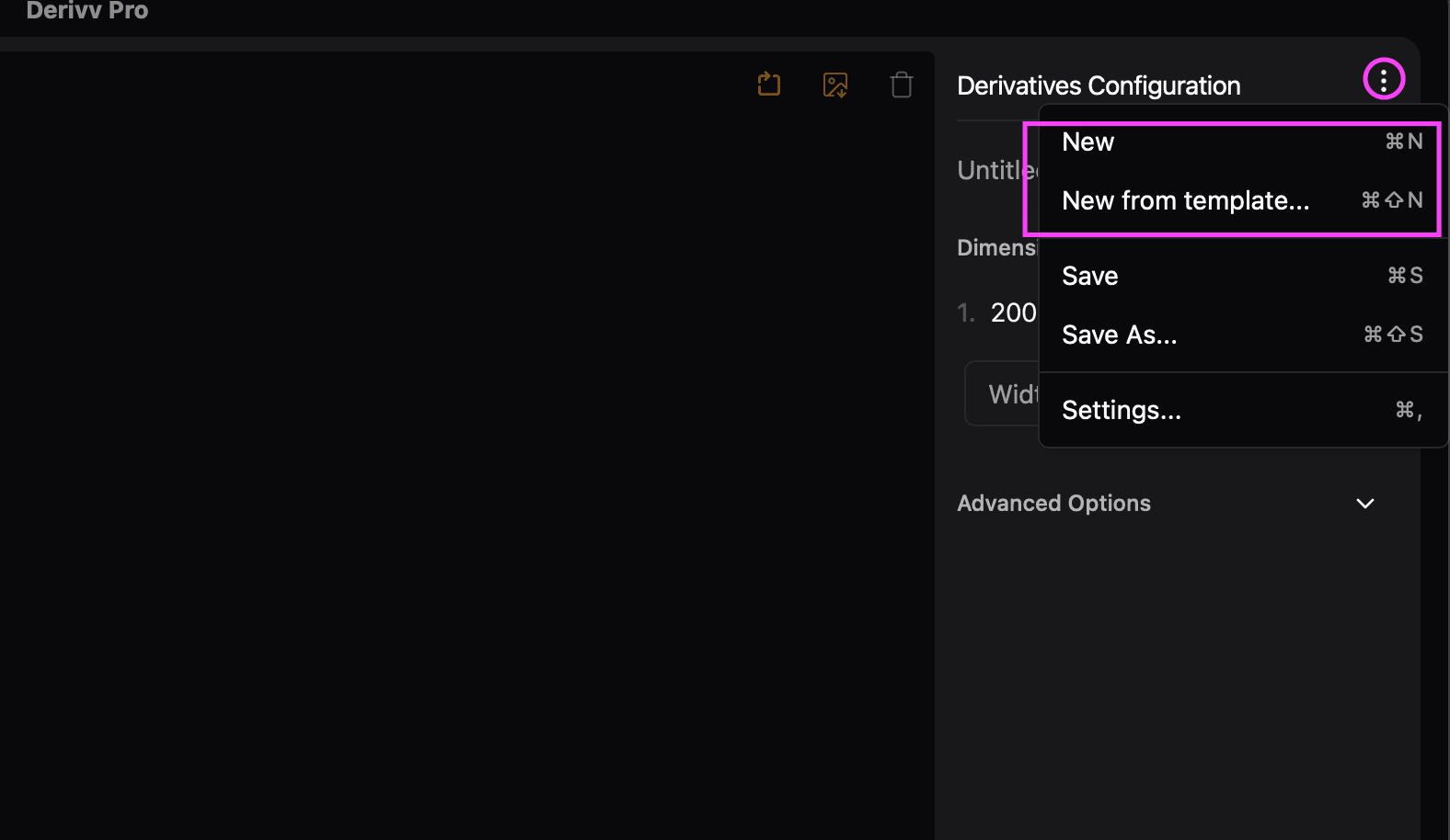 New config from menu